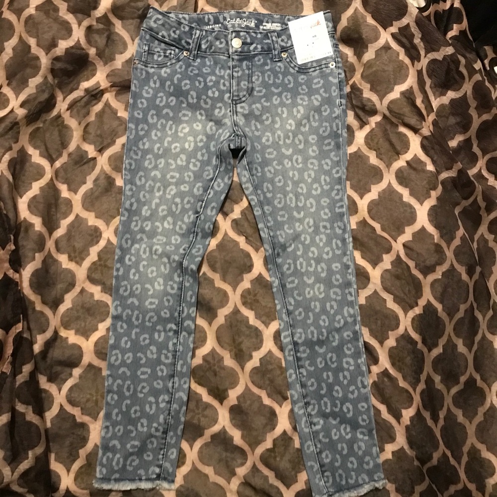 NWT cat and jack jegging jeans girl cheetah fringe
